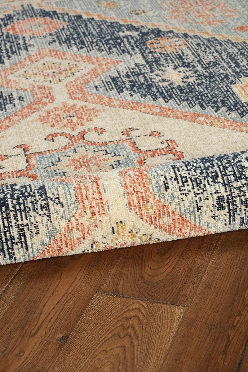 Tapis Grand Zéro Harlon ivoire & bleu de 5 pi x 7 pi 6 po