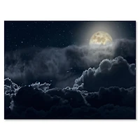 Designart Cloudy Full Moon Night Canvas Wall Art