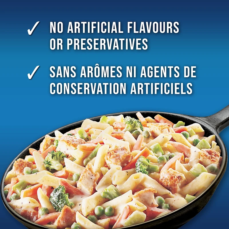 Swanson Alfredo Chicken: frozen meal with pasta, vegetables, and grilled seasoned chicken in an alfredo sauce, 1.19 Kg