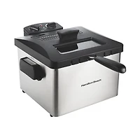 Hamilton Beach Friteuse de style professionnel, capacité 3 pintes, 1800 watts, acier inoxydable, 35035C