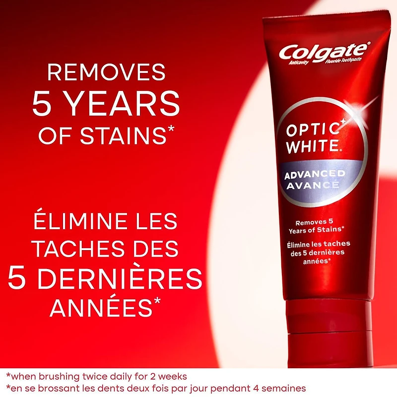 Colgate Optic White Advanced Teeth Whitening Toothpaste, Sparkling White – 73 mL, 73 mL