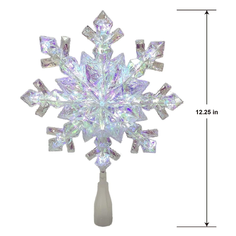 Holiday Time LED Battery-Operated Cool White LED Christmas Tree Topper, Iridescent Snowflake, 12.25", 12.25in Tree Topper