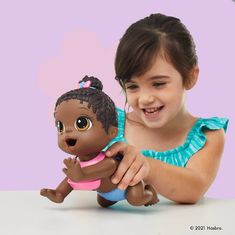 Baby Alive Lil Snacks Doll, Eats and "Poops," 8-inch Baby Doll Toy, Kids 3 and Up, Black Hair