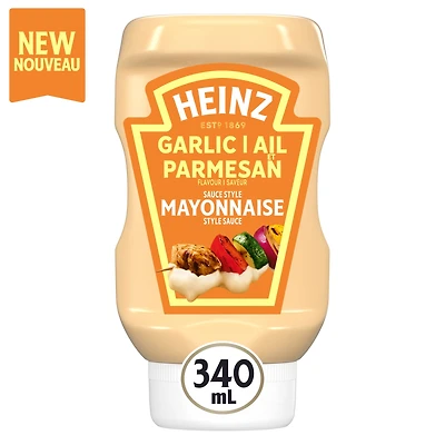 Sauce Style Mayonnaise À La Saveur D'Ail Et De Parmesan, Bouteille Mayonnaise aux cornichons Heinz