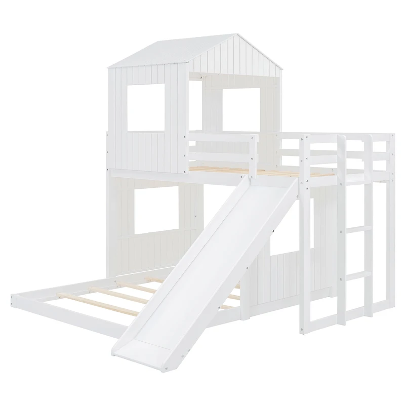 Noble House Wooden Twin Over Full Bunk Bed, Loft Bed,White