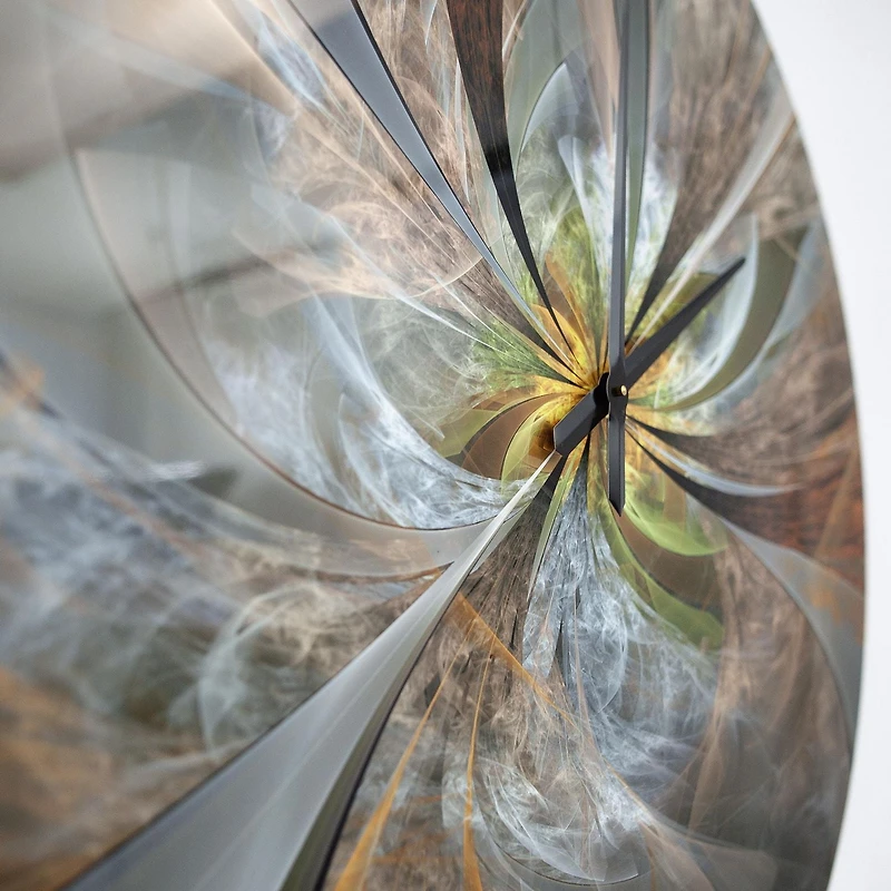 Designart 'Symmetrical Yellow Fractal Flower ' Modern wall clock