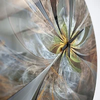 Designart 'Symmetrical Yellow Fractal Flower ' Modern wall clock