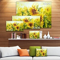 Designart Bright Yellow Sunny Sunflowers Canvas Wall Art