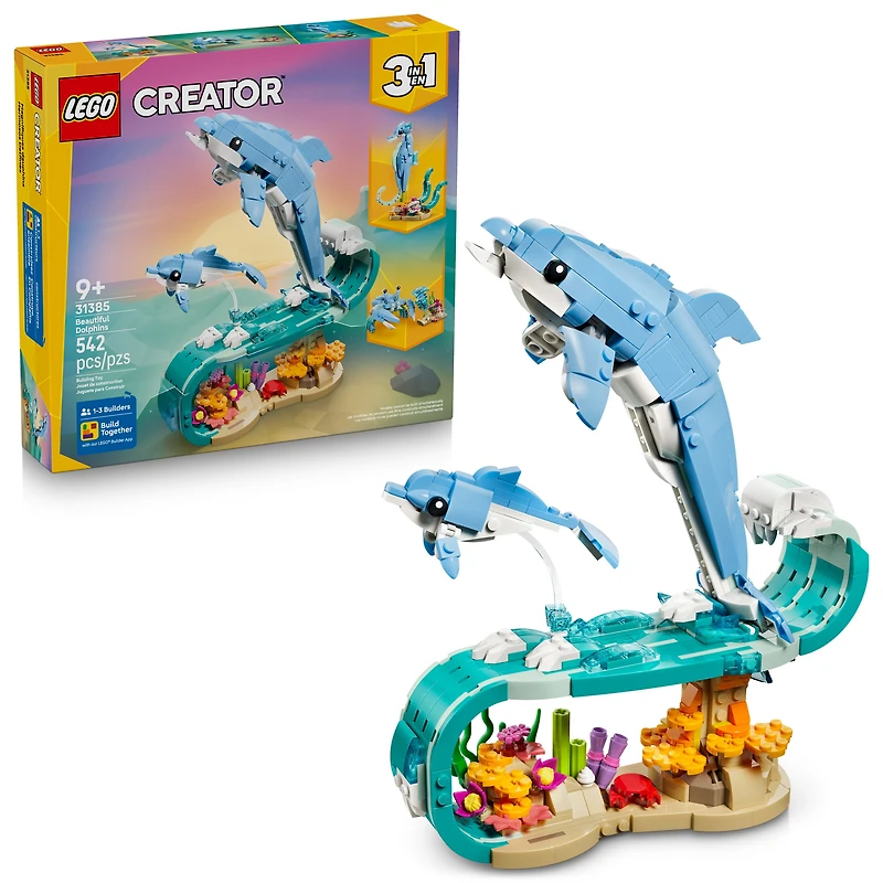 LEGO Creator 3 en 1 Les Animaux Marins : Les Magnifiques Dauphins 31385