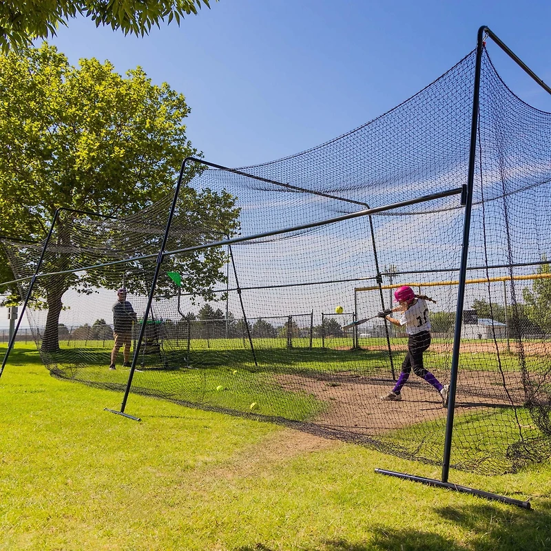 SKYWALKER SPORTS Cage de frappeur portable et autonome de 40 pi x 12 pi x 10 pi pour la pratique du baseball et du softball, revêtement en poudre, cadre en acier robuste et filet traité contre les UV