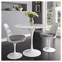 Table de salle à manger en marbre blanc Brenleigh 36"