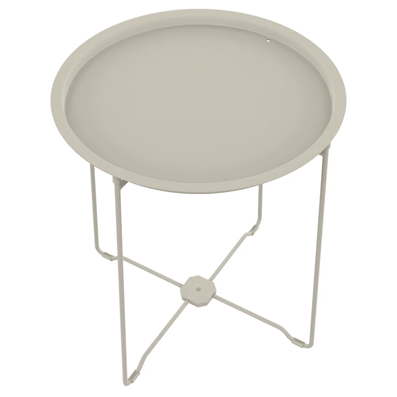 Mainstays Steel Outdoor Tray Top Side Table, White