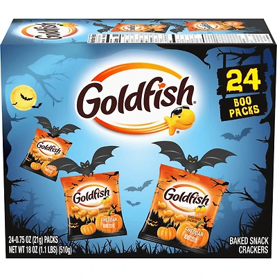 Pepperidge Farm(R) Goldfish(R) Cheddar Crackers, Halloween Multipack LTO (24 x 21g), GF Multipack Halloween LTO