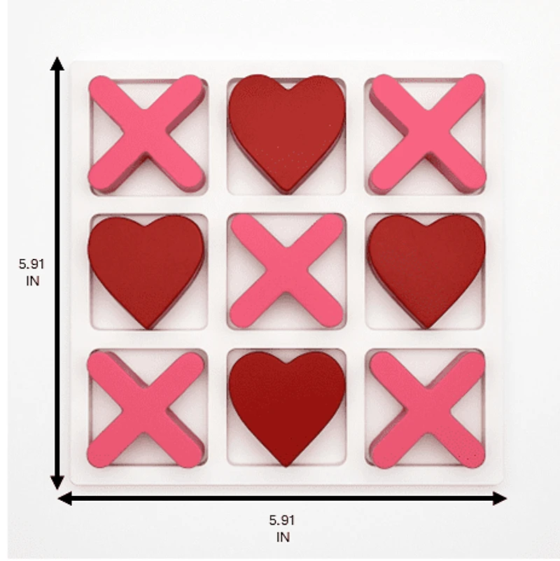 Way To Celebrate! Jeu de Tic Tac Toe rouge et rose 5,91 po, jolie déco de table Saint-Valentin