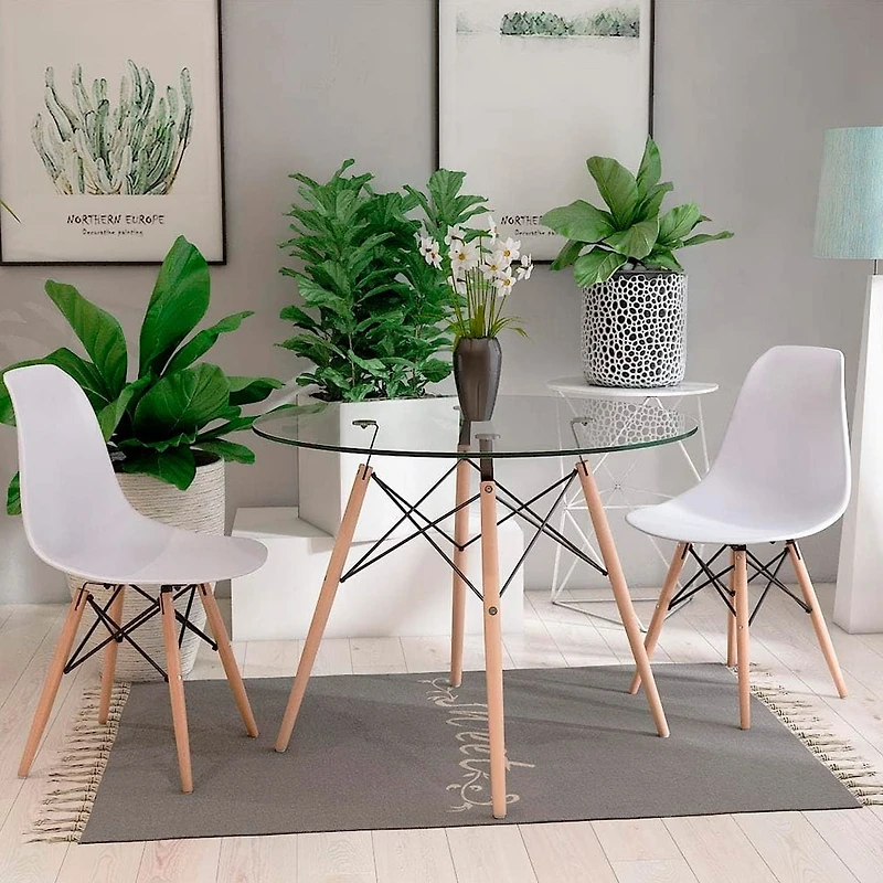 Heavenly Collection | Eiffel Glass Dining Table 32” Diameter for Dining Rooms or Outside Spaces