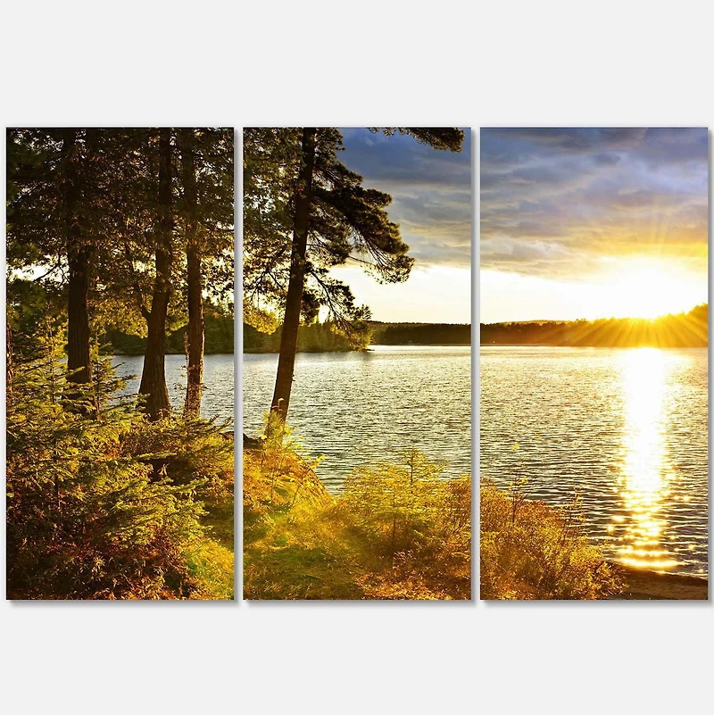 Designart Belle vue sur le coucher de soleil sur le lac Art mural sur toile