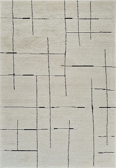 Tapis d'interieur abstrait Rug Branch Domus, creme noir, moderne - Salon, chambre, salle a manger et cuisine