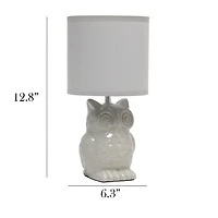 Simple Designs 12.8"  Ceramic Owl Bedside Table Desk Lamp with Matching Fabric Shade for Home Decor, Bedroom, Nightstand, Living Room, Entryway, Kids' Room, Nursery, Dandelion Yellow