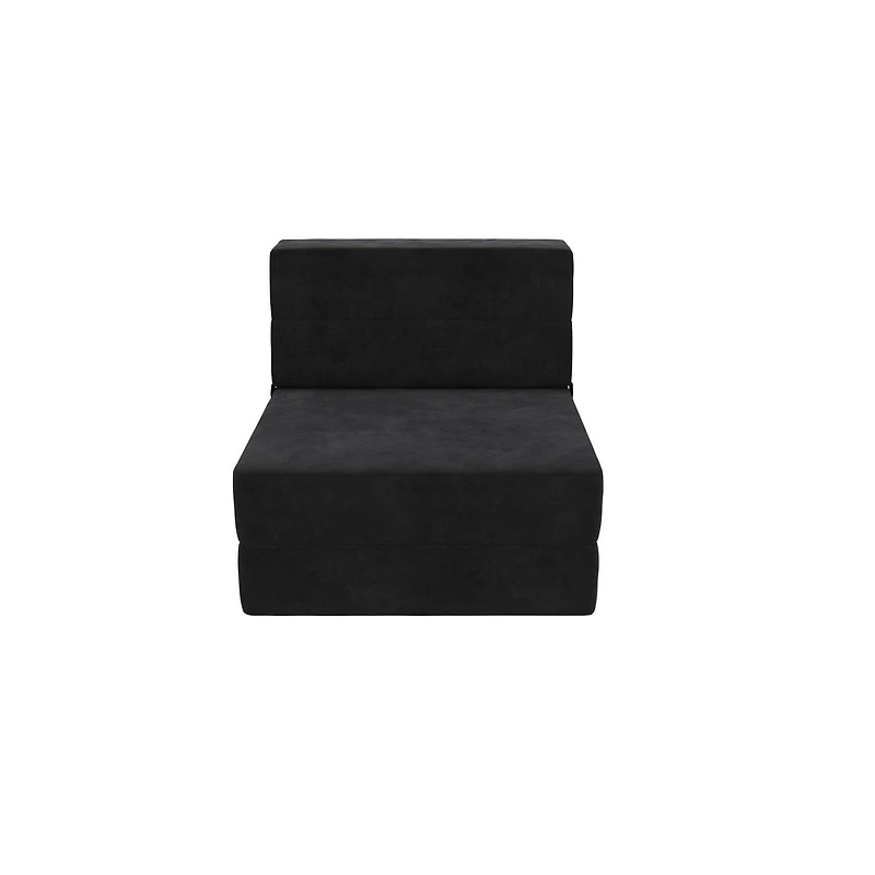 Novogratz The Flower Modular Chair and Lounger Bed with 5-in-1 Design, Black
