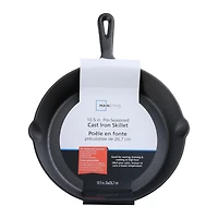 Mainstays 10.5" Round Non-Stick Pre-Seasoned Cast Iron Skillet, Black, Hand Wash Only