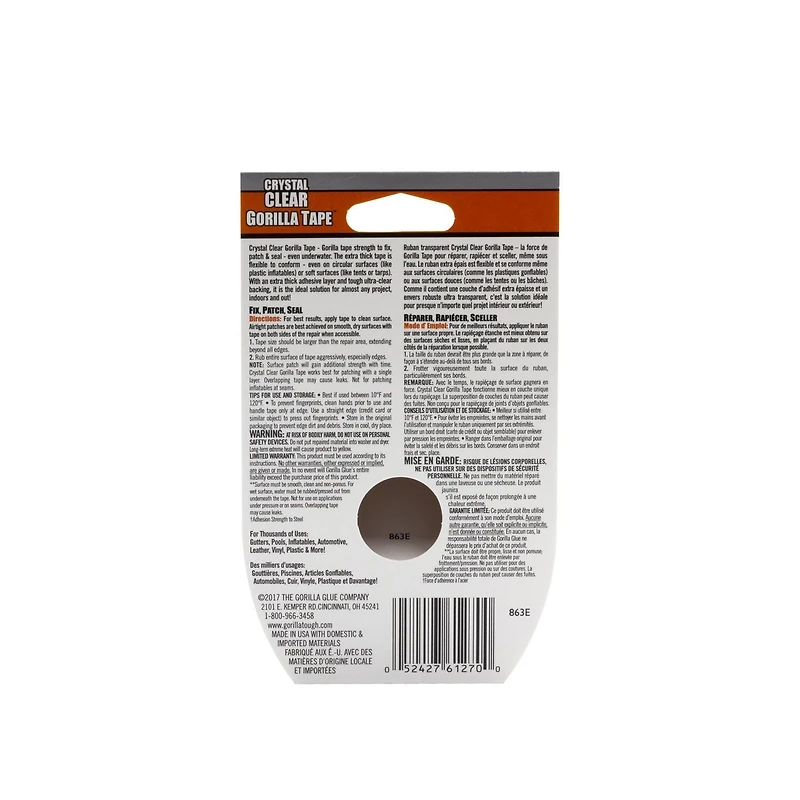Ruban Adhésif Réparation Clair Gorilla Le ruban, 8.2m