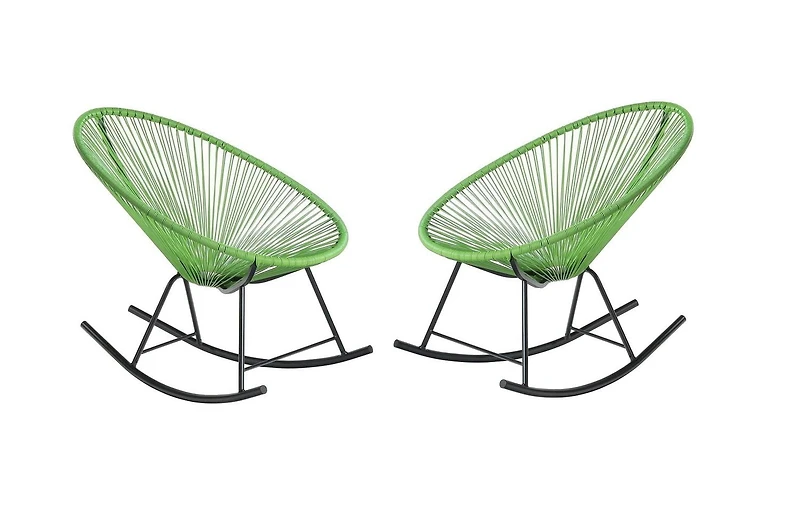 Chaise longue à bascule Costa en vert, chaise longue en fil de fer, chaise longue en plastique, chaise longue de plage, chaise longue intérieure-extérieure, chaise longue de patio, chaise Acapulco, ha