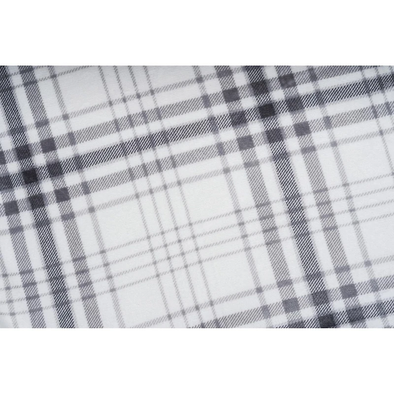 Safdie & Co. Couverture Jeté à Capuche Hoodzy Ultra Doux en Flanelle avec Endos en Sherpa Carreaux Gris