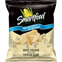 Smartfood maïs soufflé assaisonné saveur Cheddar blanc, format écono 350 g.