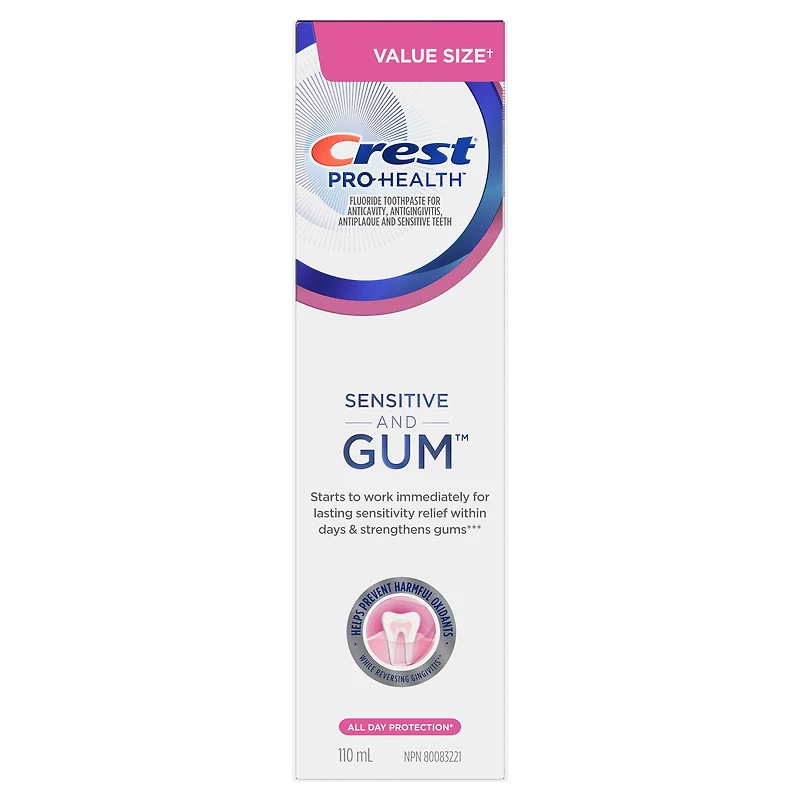 Dentifrice pour dents sensibles Crest Gum and Sensitivity Protection toute la journée 110 mL