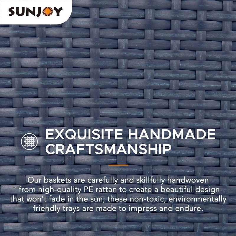 Sunjoy Wicker Floating Pool Tray 36''x24'',Aluminum Frame Pool Accessory Tray for Drinks, Snacks, and Essentials,Navy