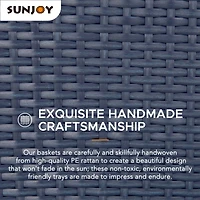 Sunjoy Wicker Floating Pool Tray 36''x24'',Aluminum Frame Pool Accessory Tray for Drinks, Snacks, and Essentials,Navy