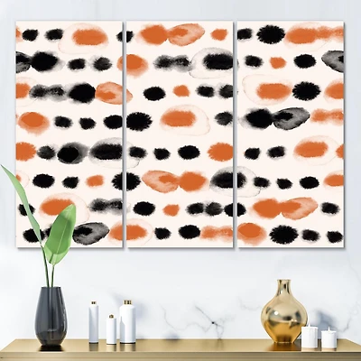 Designart Black and Orange Polka Dots Canvas Wall Art