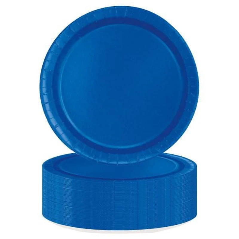 Assiettes à dessert rondes bleu électrique de 7 po, 70 ct Diamètre 17,1 cm