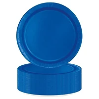 Assiettes à dessert rondes bleu électrique de 7 po, 70 ct Diamètre 17,1 cm