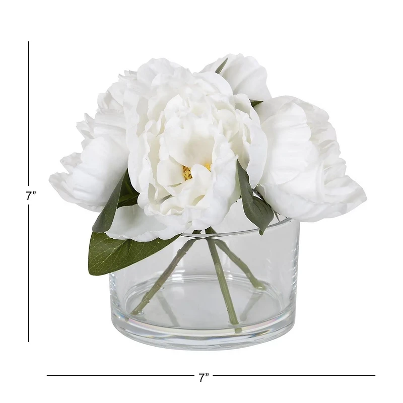 Fausses Pivoines Pascal Dans Un Vase En Verre de hometrends 19 cm h x 19 cm d