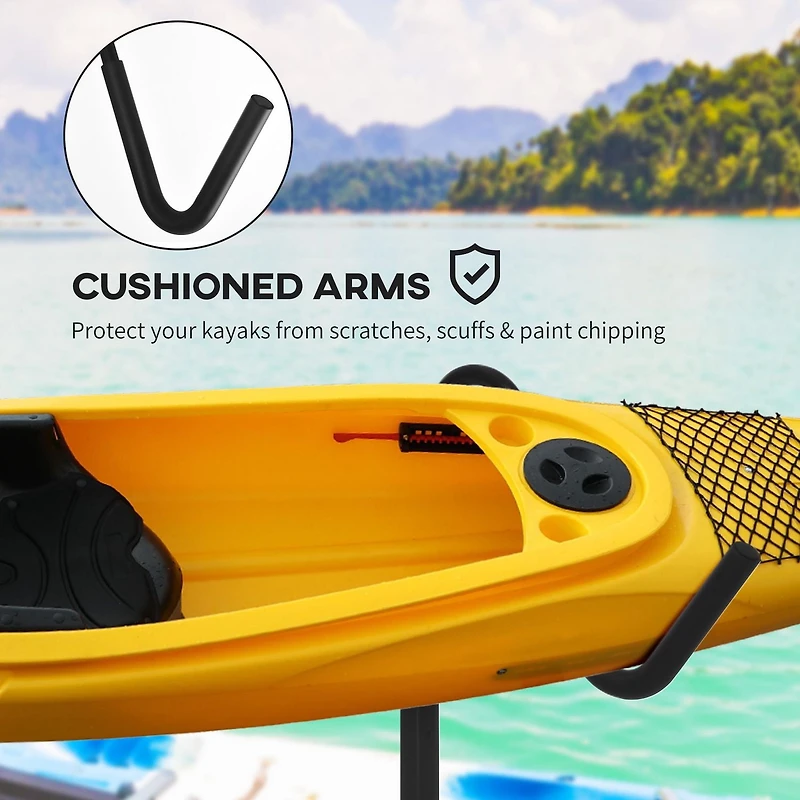 Soozier Freestanding Kayak Storage Rack for 2 SUP, Canoe, or Paddleboard