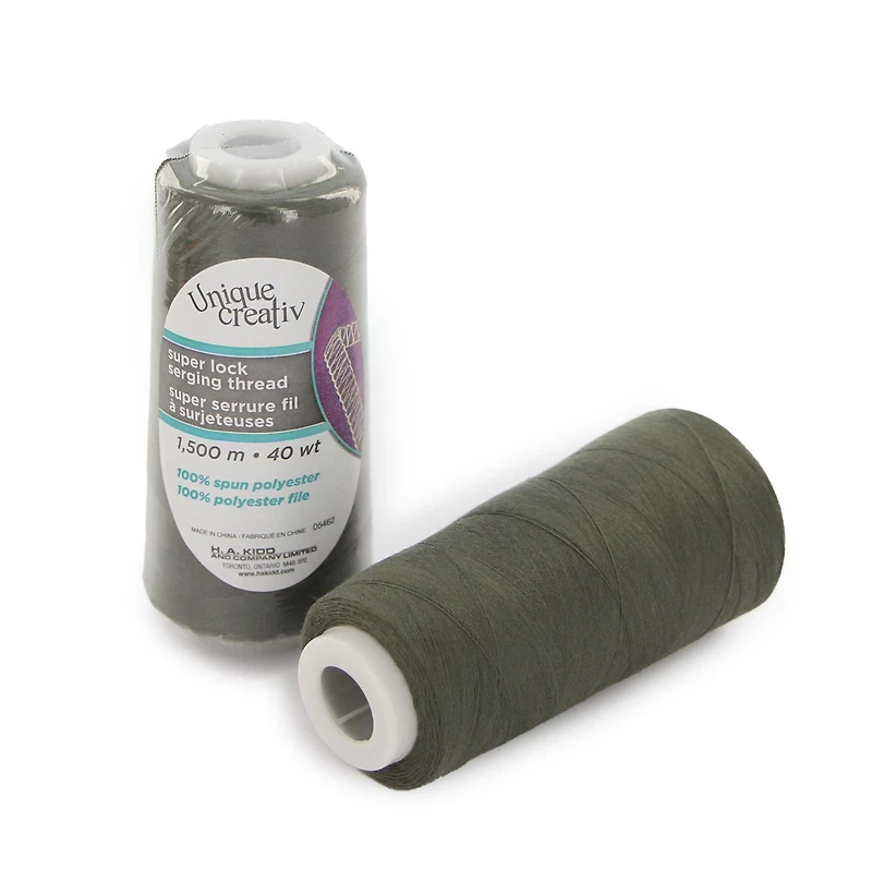 UNIQUE CREATIV TRULOCK Serging Thread — 100% Polyester, 40 wt, 1500 m Cone for Overlock Machines