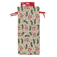 Holiday Time 3 Count Fabric Bags with Drawstring 6" by 14" for Xmas Package Storage