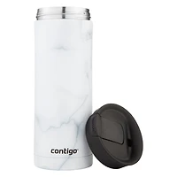 Tasse de voyage isotherme Contigo Huron 2.0 Couture, acier inoxydable, 591 mL (20 oz), couvercle SNAPSEAL, marbre blanc