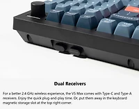 Keychron V5 Max Clavier mécanique sans fil RVB remplaçable à chaud interrupteur rouges cadre en ABS avec interrupteur disposition 96% noir carbone V5M-D1