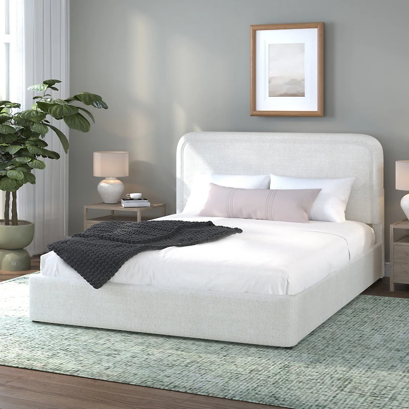 Better Homes & Gardens Juliet King Boucle Platform Bed, Ivory