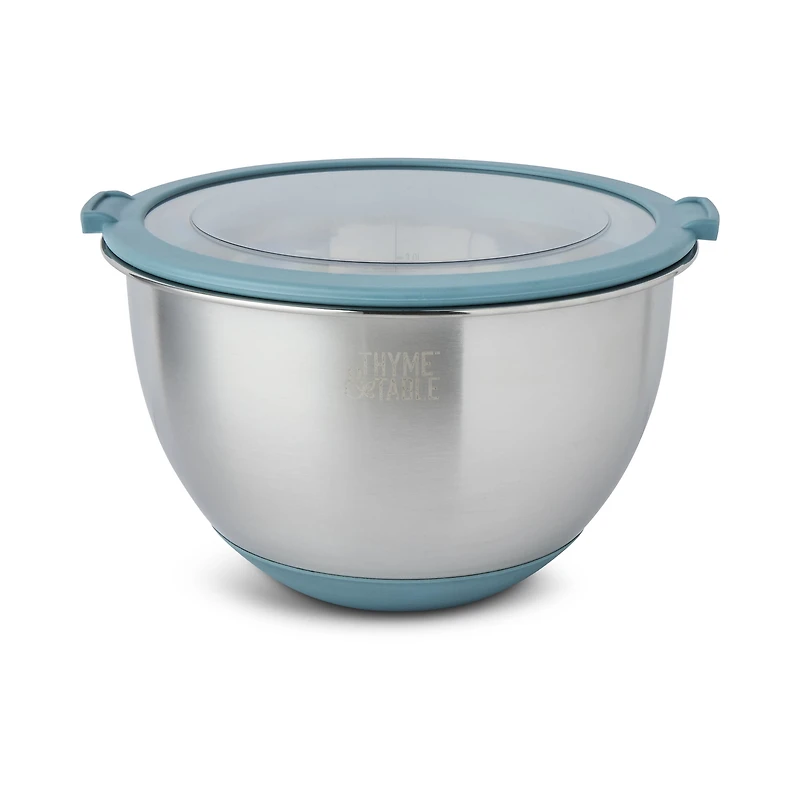 Thyme & Table 6-Piece Nesting Mixing Bowl Set with Easy Grip Transparent Lids - Blue