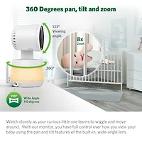 LeapFrog LF925-2HD, Moniteur de bébé Wi-Fi 1080p panoramique à 360 degrés et inclinaison à 2 camér affichage haute définition 720p de 5 po, veilleuse, vision nocturne couleur, (Blanc)