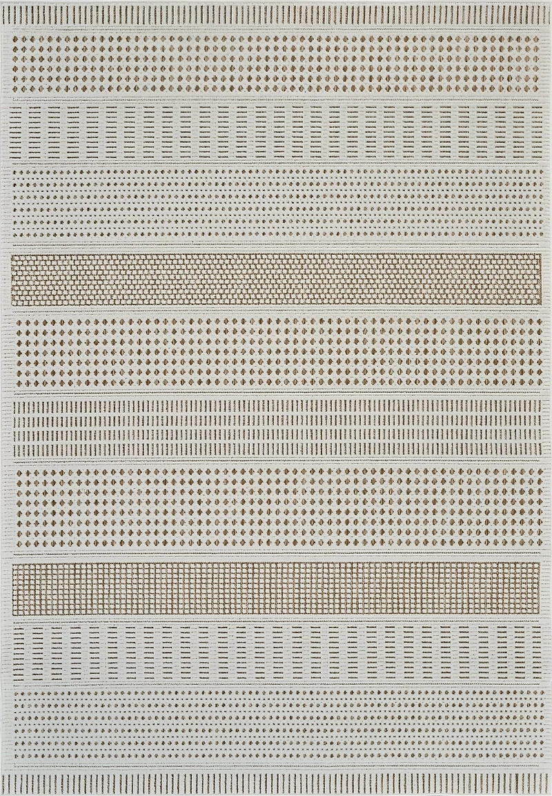 Tapis d'interieur/exterieur abstrait Rug Branch Maise, beige marron, moderne - Entree, couloir