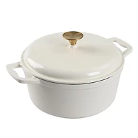 Mainstays 4.75 Quart Round Enameled Cast Iron Dutch Oven with Lid, White, Hand Wash Only