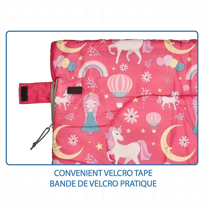 Sac de couchage pour enfant Ozark Trail, 56" (L) x 26" (l), sans indice de température, extérieur en tissu polyester, fille Sac de couchage
