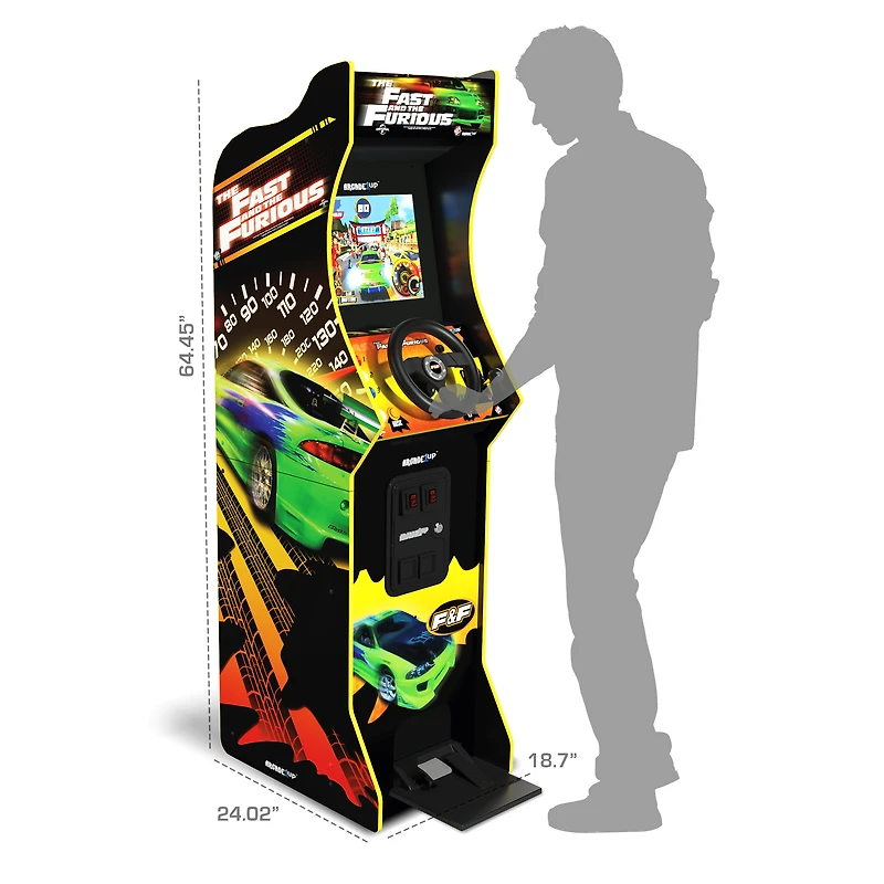 Machine d’Arcade Deluxe Arcade1Up The Fast & The Furious – Borne debout de 1,64 mètre, 2 jeux d’arcade classiques, écran LCD de 43,18 cm