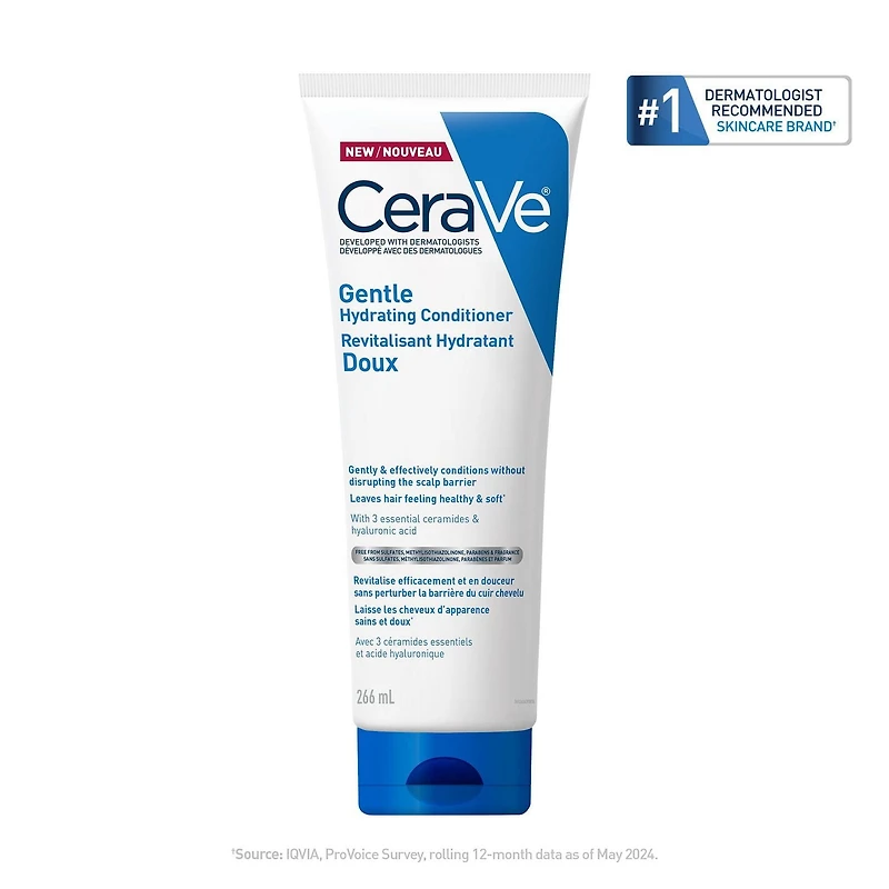 CeraVe Revitalisant Hydratant Doux, Revitalisant Sans Sulfate avec Céramides et Niacinamide, 266 ml Pour des cheveux doux et sains