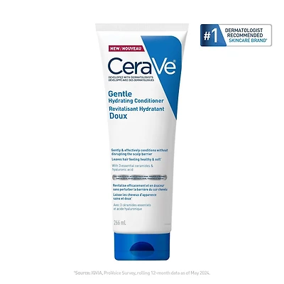 CeraVe Revitalisant Hydratant Doux, Revitalisant Sans Sulfate avec Céramides et Niacinamide, 266 ml Pour des cheveux doux et sains