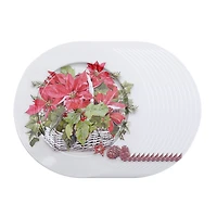 Assiette De Présentation En Métal Imprimée (Poinsettia) (33 Cm) - Lot De 12